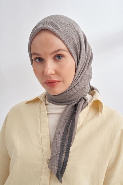 ARMANDA Muslin Tie Scarf - Dark Gray