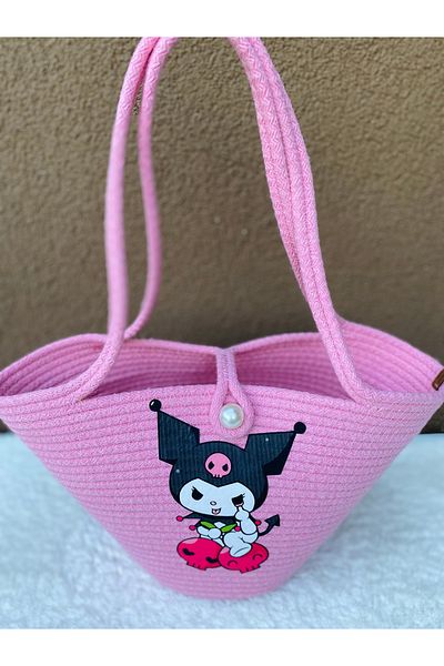 ELÇİÇEK HOME Straw Bag, Arm Bag, Transfer Printed Children's Bag