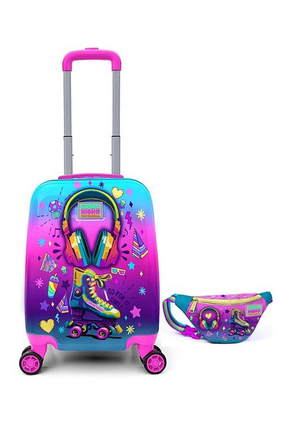 Coral High Set de călătorie pentru fete, verde, violet, cu model de patine și geantă de talie 16772