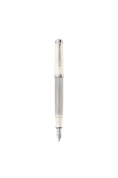 Pelikan Stilou Souveran M405, peniță F, culoare argintiu-alb, material aur 16...
