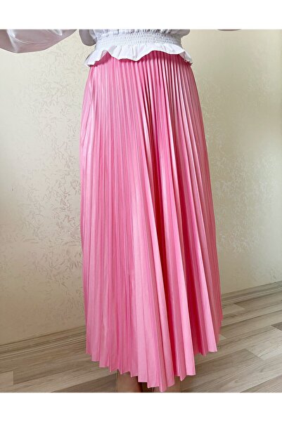 VUQA Deri Görünümlü Pileli Etek