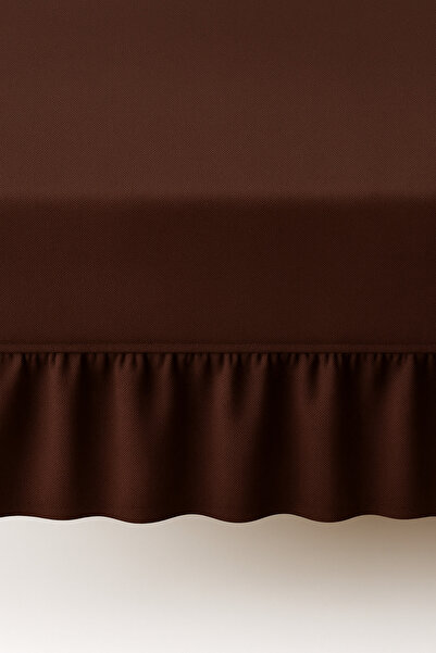 Mirilliahome Fırfırlı Ham Keten Masa Örtüsü – Kahverengi Masa Örtüsü