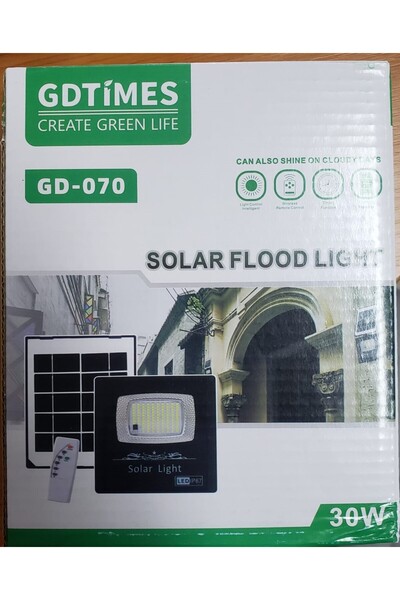 GDTIMES Proiector solar cu panou si telecomanda, 1 buc