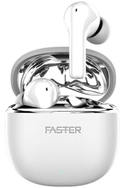 Faster سماعات أذن بلوتوث FusionX مزودة بـ 6 ميكروفونات، وتقنية إلغاء الضوضاء الهجينة ANC وENC، وبلوتوث 5.4، وديناميكية 10 مم