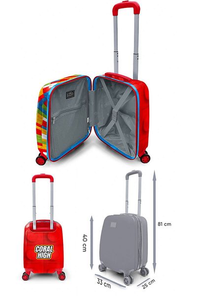 Coral High Set de valiză și geantă de călătorie/sport pentru băieți cu model de blocuri de construcție roșii