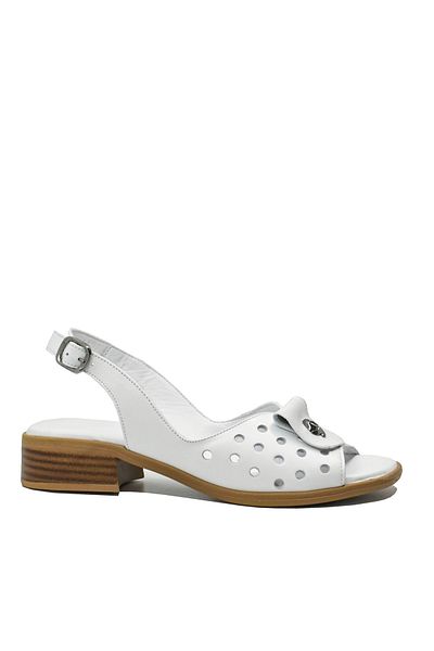Anna Sandale plate Viotti albe, din piele cu buline perforate