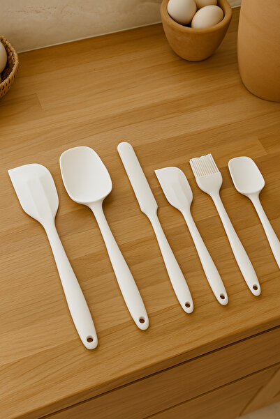 Mottogo Set of 6 Fireproof Non-Stick Kitchen Pastry Silicone Egg Brush Spoon Knife Spatula Set