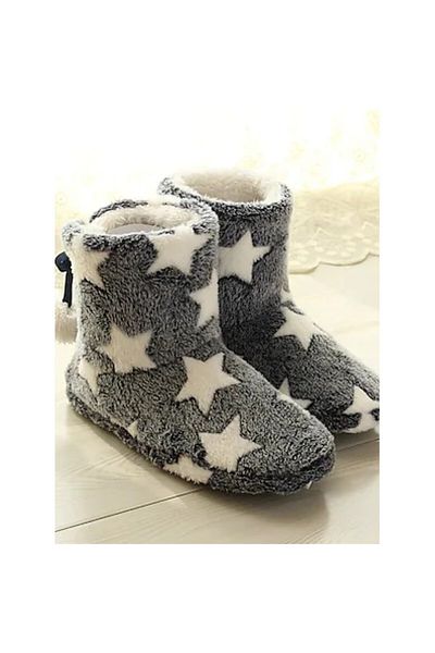 zzz sleep good sleeping !!! Children's house slippers, gray with stars