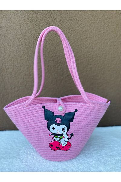 ELÇİÇEK HOME Straw Bag, Arm Bag, Transfer Printed Children's Bag