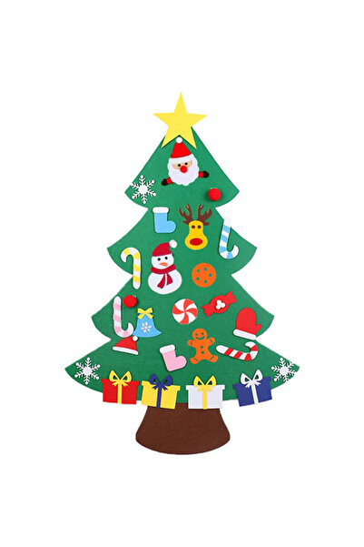 JAHEMU Set brad de Crăciun cu 26 de ornamente, fetru, multicolor, 110 x 77 cm