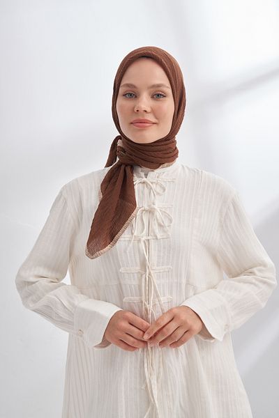 ARMANDA Muslin Tie Scarf - Brown