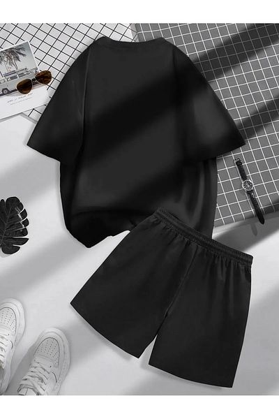 COHERENT Unisex Women/Men Black Colored Cherry Custom Printed Shorts T-Shirt Set