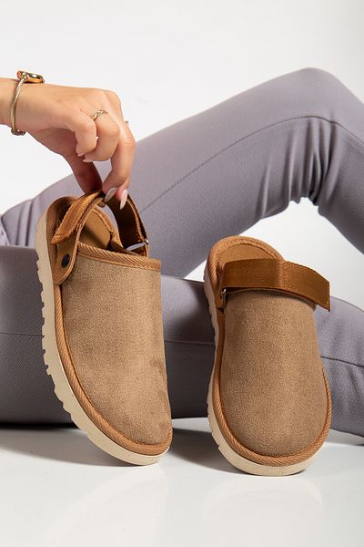 meyra'nın ayakkabıları Women's Mink Suede Velcro Adjustable Slippers - Sandals
