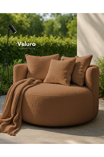 Velura Home & Living Miz Berjer & Puf & Armut & Tekli Koltuk & Dinlenme Koltuğu - Kiremit