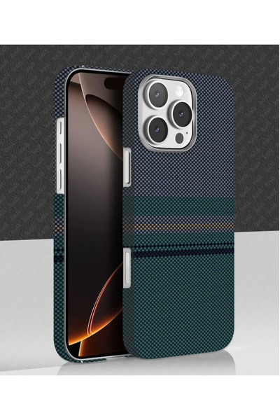 Knit İphone 16 Pro Max Kılıf Karbon Kaplama Kevlar Premium Telefon Kılıfı
