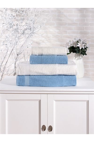 Elvira Home Collection Eh Βαμβακερό σετ πετσετών μπάνιου 4 τεμαχίων Σετ μπάνιου Σετ καθημερινής προίκας Πετσέτες μπάνιου (70x140 50x80)
