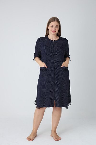 ROMEO LİFE Women's Plus Size Viscose Modal Fabric Patterned Zippered Dress 7971