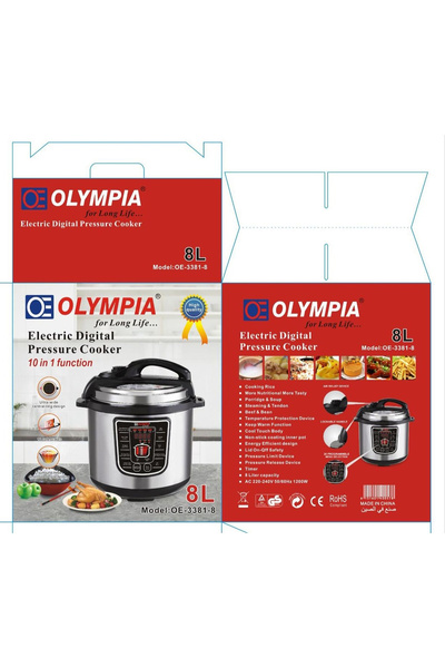 Olympia 8L Smart Digital Pressure Cooker | Multi-Function Electric Rice Cooker with Non-Stick Pot &