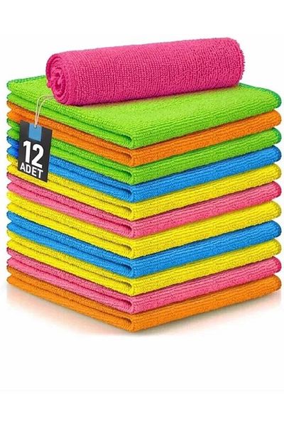 ODTA Microfiber Cloth Cleaning Auto Car Wash - Multi-Purpose Cloth Set of 12