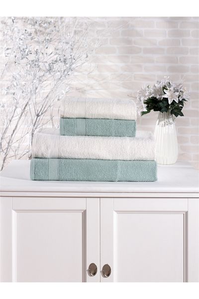 Elvira Home Collection Eh Βαμβακερό σετ πετσετών μπάνιου 4 τεμαχίων Σετ μπάνιου Σετ καθημερινής προίκας Πετσέτες μπάνιου (70x140 50x80)