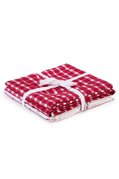 H Hotel Supplier Set of 4 Kitchen Towels 50x70 cm, 250 GSM (Assorted Patterns)