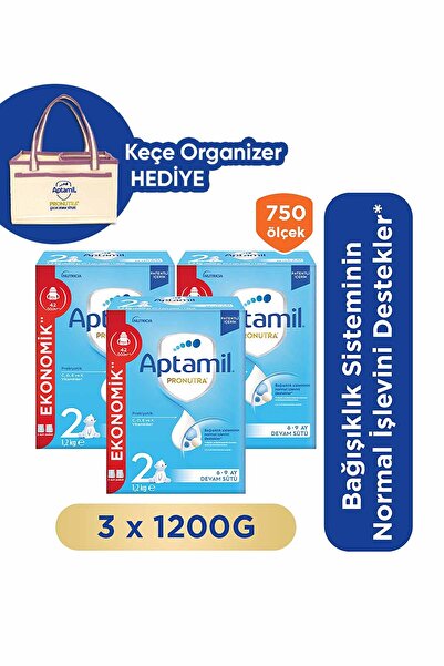 Aptamil 2 Prebiyotikli Devam Sütü 1200 Gr X 3 Adet 3600 Gr-Keçe Organizer Hediye