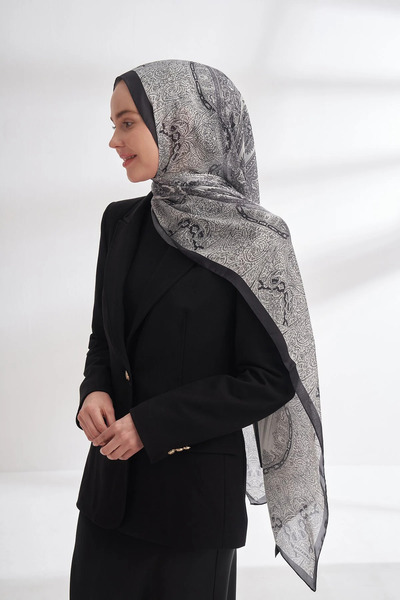 Perla Scarf & More Armanda - Imported Vual Nuit Pattern Shal - Anthracite
