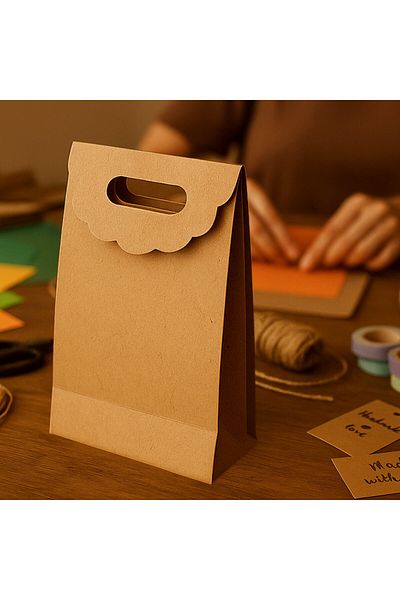 roco paper Ръчно изработена крафт чанта, чанта за подаръци, пазаруване, бутик, парти и опаковка, 25x32 см, 10 броя