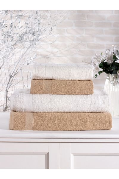 Elvira Home Collection Eh Комплект от 4 памучни кърпи за баня, комплект за баня Daily Dowry (70x140 50x80)