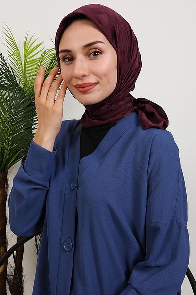 GİYZAMİLA Checkerboard Pattern Scarf Plum
