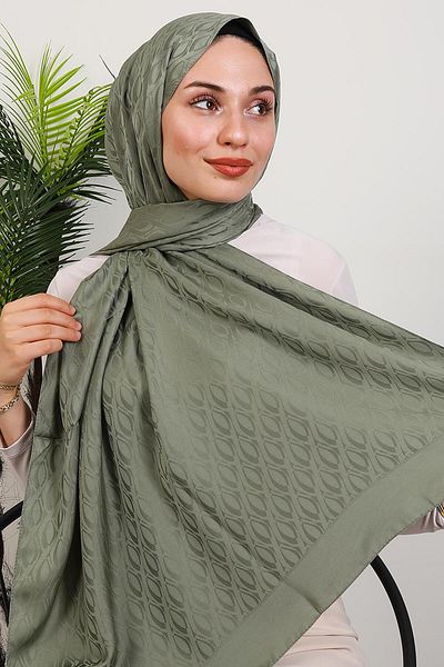 GİYZAMİLA Alvina Oval Pattern Shawl Khaki