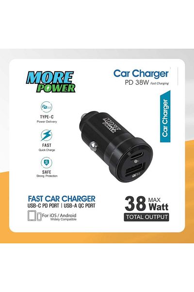 leon Mor Power 38W Dual Port Car Charger with 2-Year Warranty