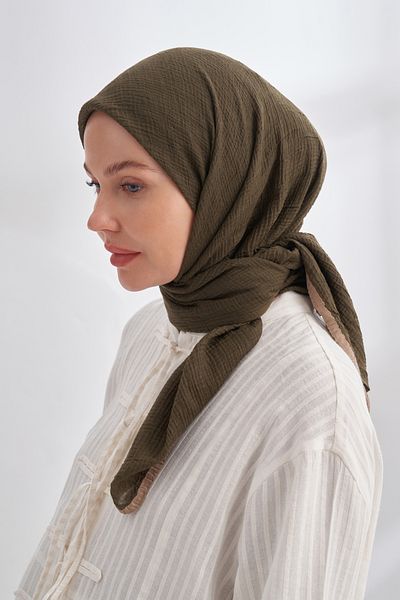 ARMANDA Muslin Tie Scarf - Dark Khaki