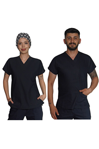 Marka LİKRALI UNİSEX HEMŞİRE VE DOKTOR TEK ÜST ÜNİFORMA KOYU LACİVERT