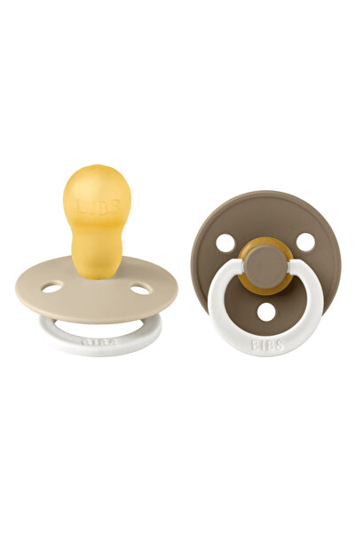 Bibs - Set de 2 suzete fosforescente Color Glow Latex, tetină rotundă, 18 luni + - Vanilie/Stejar închis