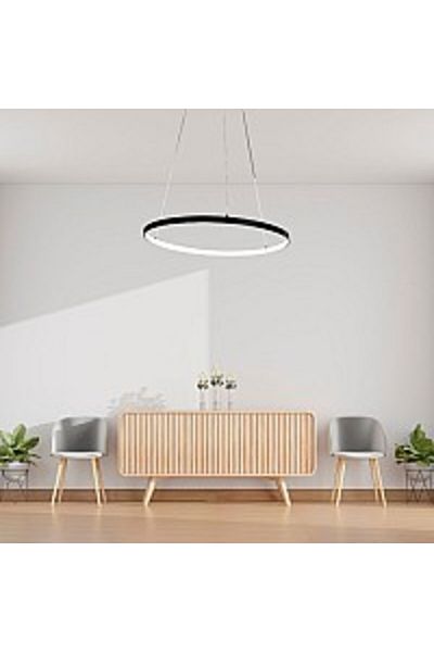 qwell Modern Black Chandelier - Yellow Light 15W 40cm