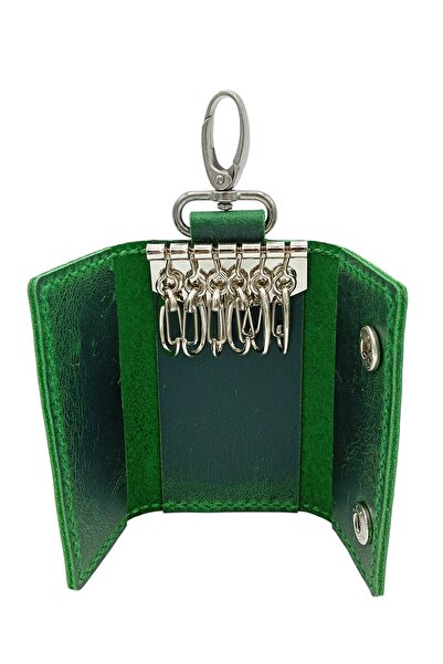 CRONDER سلسلة مفاتيح فاخرة من الجلد الطبيعي - تصميم 6 خطافات - للرجال والنساء