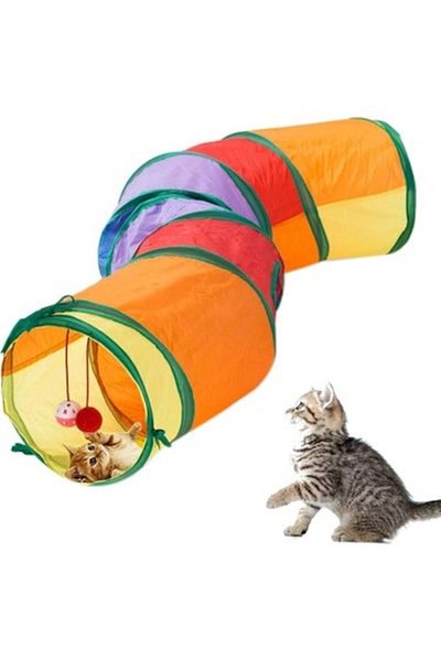 Badem Akvaryum Curved Cat Tunnel Folding Rainbow Long Straight Cat Dog Play Tunnel