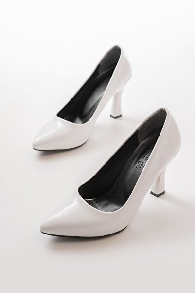 Rainon Store White Patent Leather Daily 9cm Heeled Classic Heeled Shoes