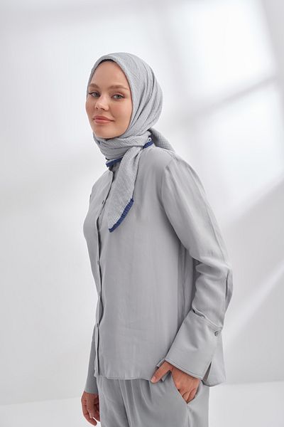 ARMANDA Muslin Tie Scarf - Light Gray