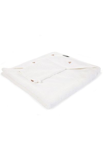 CHILDHOME Prosop cu gluga si manusa de baie Jerse/Frotir 80x80 cm, Inimioare