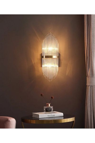 LUXXO Aplica Glam, 2xE14, corp aluminiu, decoruri sticla, 50x19x16cm