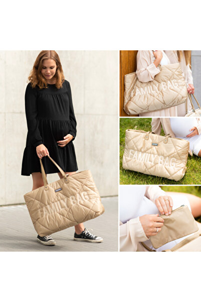 CHILDHOME Καπιτονέ Οικογενειακή Τσάντα Μπεζ