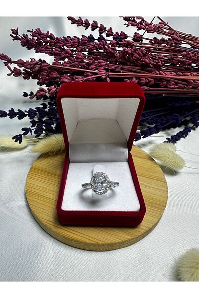 Mutenaura Stainless Steel Zircon Stone Baguette Ring Adjustable
