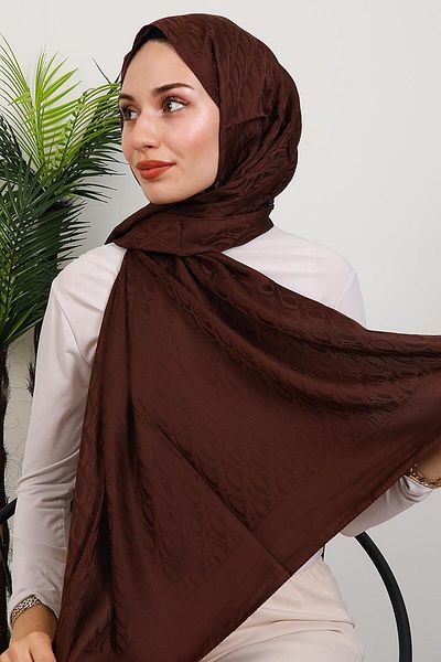 GİYZAMİLA Alvina Oval Pattern Shawl Bitter Brown