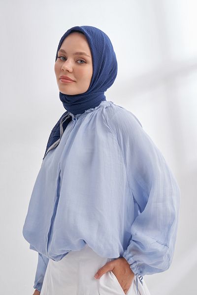 ARMANDA Muslin Tie Scarf - Night Blue