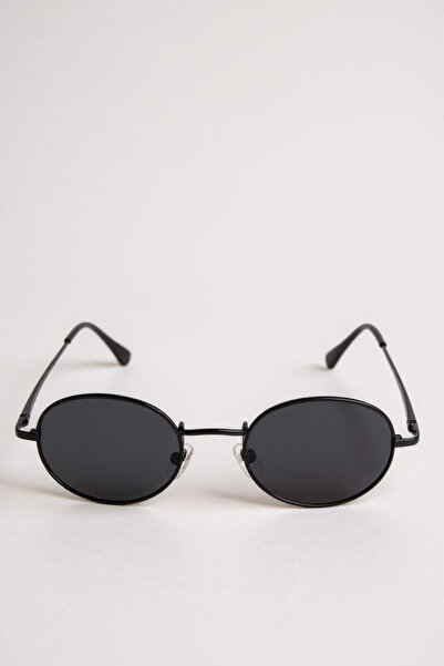 Eyesofia Milenya Black Ellipse Metal Unisex Sunglasses