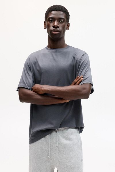 Pull & Bear تي شيرت قطني أساسي بأكمام قصيرة