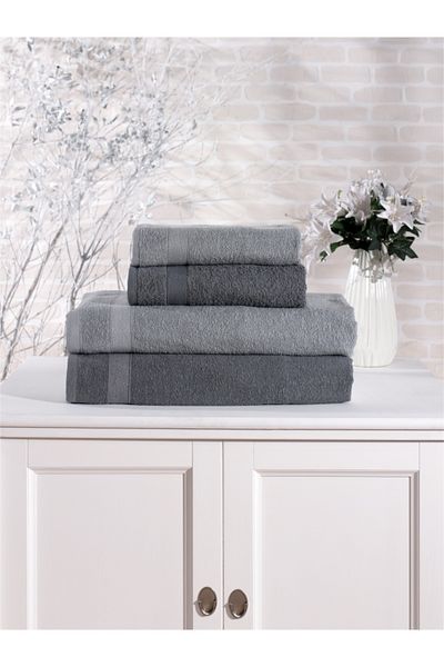 Elvira Home Collection Eh Cotton 4-Piece Bath Towel Set Turkish Bath Set Set Daily Dowry Bath Towel (70X140 50X80)