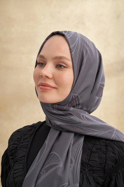 Perla Scarf & More Armanda - Bamboo Felore Pattern Shal - Smoked